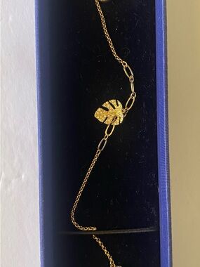 Atelier Swarovski Gold Pave Monstera Leaf Bracelet
